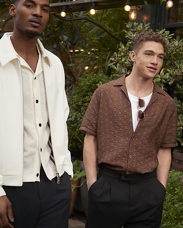 Beige Slim Fit Waffle Harrington Jacket