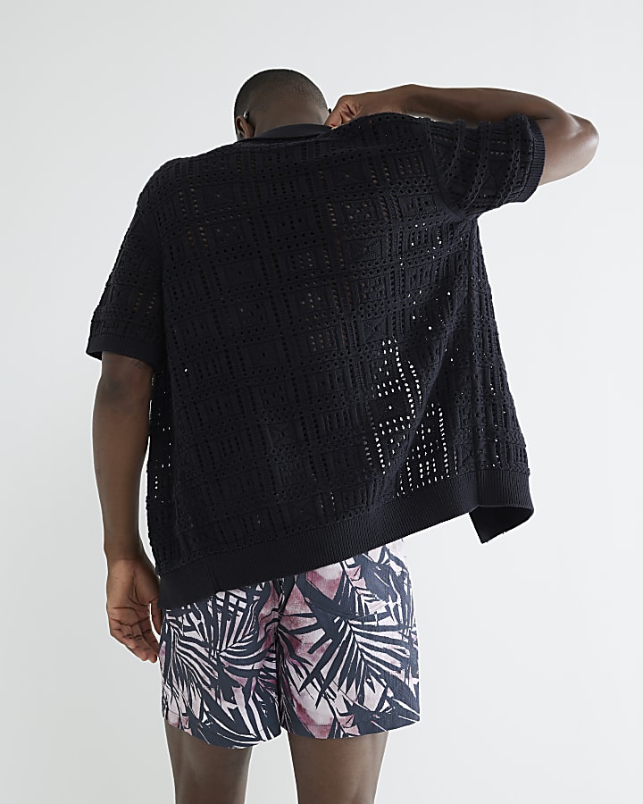 Pink Palm Print Swim Shorts