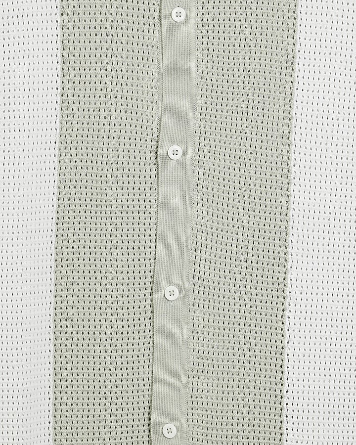 Green Crochet Colour Block Shirt