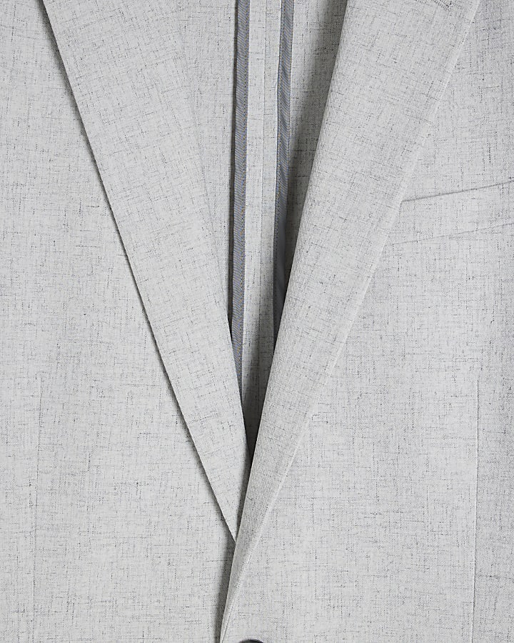 Grey Skinny Fit Textured Blazer Jacket