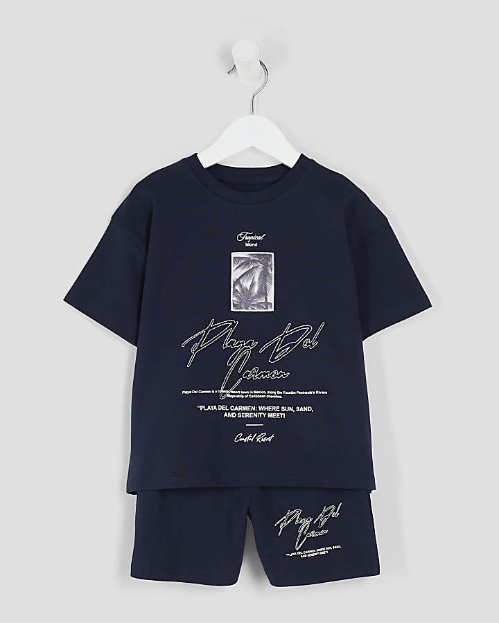Mini Boys Navy Palm Tree Patch Set