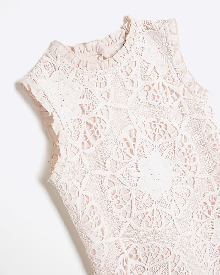Girls Pink Lace Shift Dress