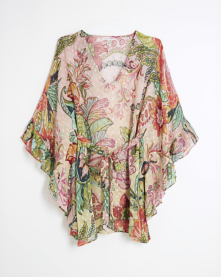 Pink Del Maar Floral Tunic Beach Mini Dress