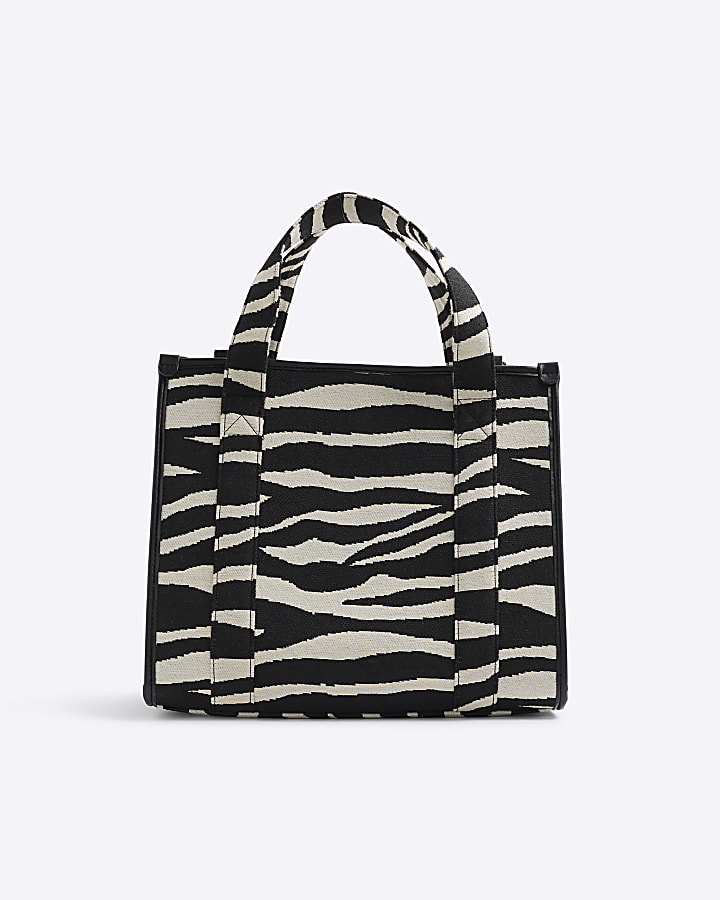 Black Zebra Embroidered Tote Bag