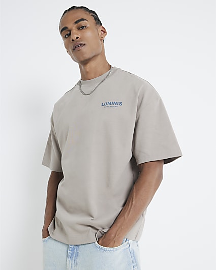 Beige Short Sleeve Oversized Luminis T-shirt