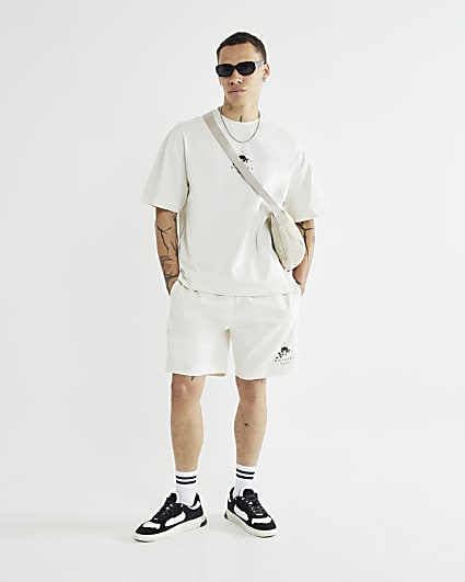 Cream Japanese T-Shirt And Shorts Set
