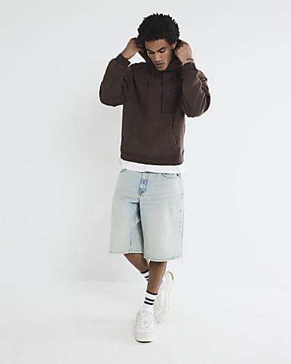 Brown Washed Tiger Embroidered Hoodie