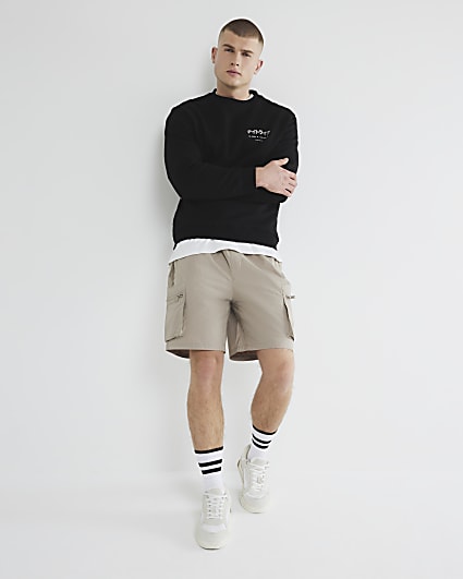 Brown Nylon Cargo Shorts