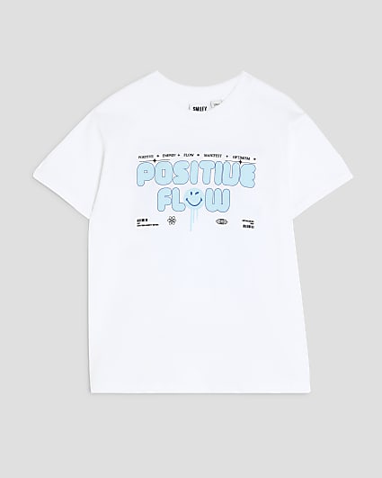 Boys White SmileyWorld® Positive Flow T-Shirt
