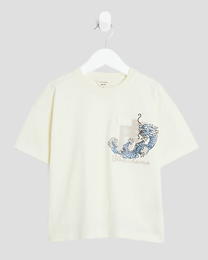 Mini Boys Beige Japanese Pocket T-Shirt