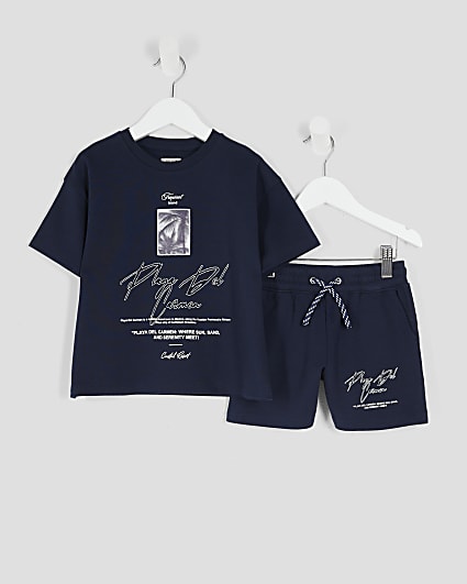 Mini Boys Navy Palm Tree Patch Set
