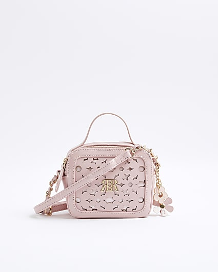 Girls Pink Floral Laser Cut Cross Body Bag