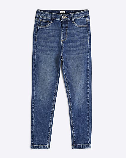 Girls Blue Washed High Rise Skinny Jeans