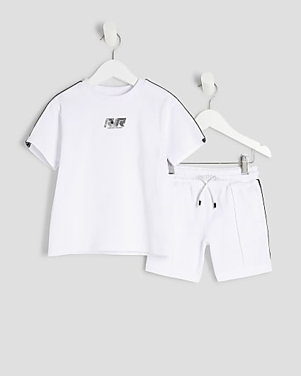 Mini Boys White RR Taped T-shirt & Shorts Set