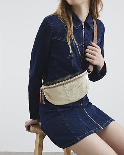 Gold Metallic Leather Bum Bag